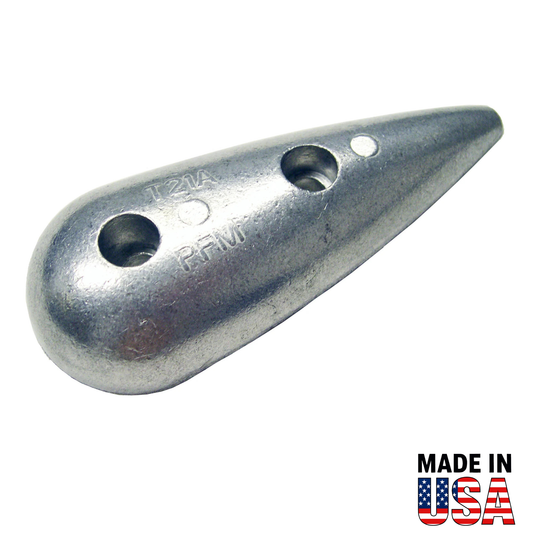 T21A Large Teardrop Hull Anode – Aluminum Sacrificial Hull Anode