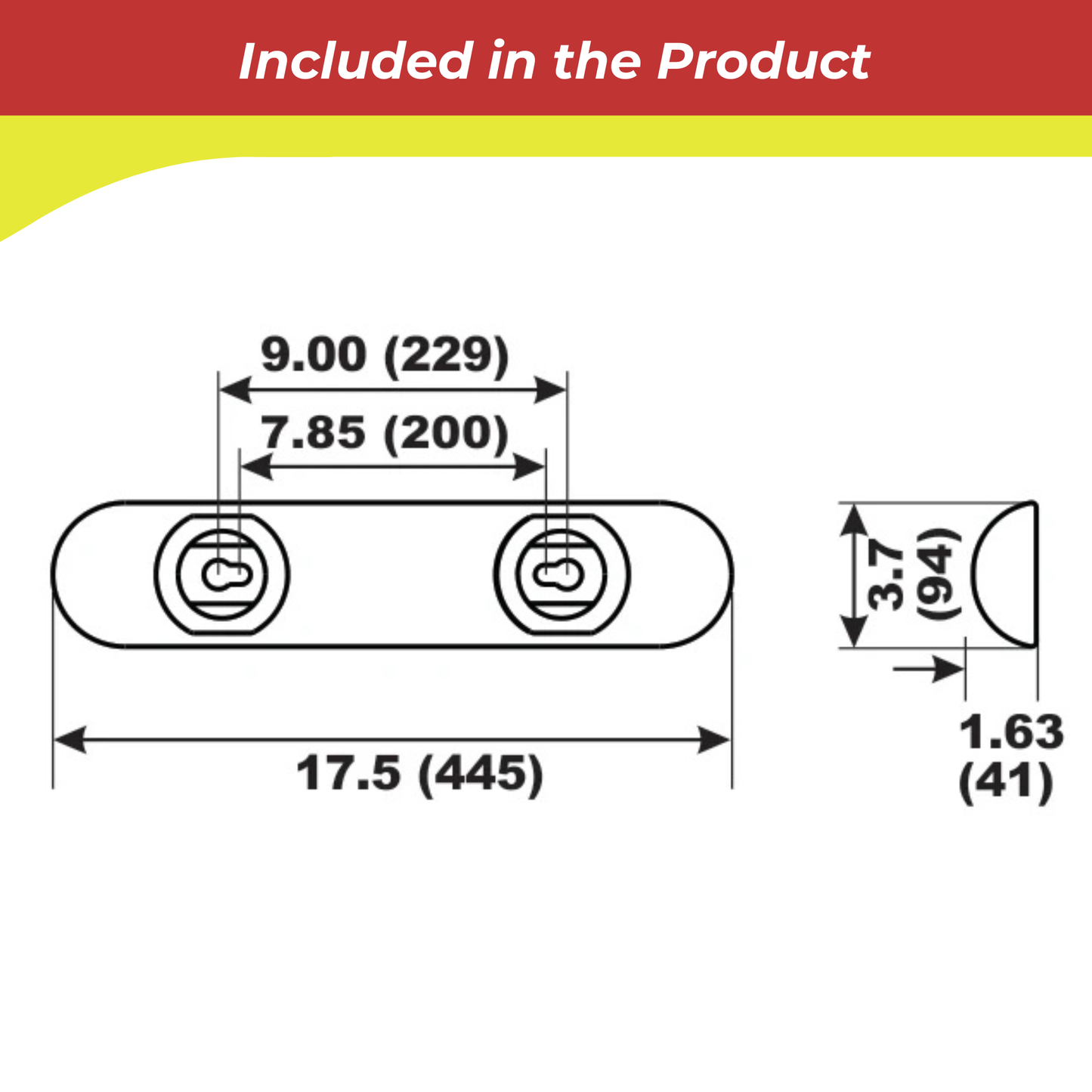 HD72BMA 2.5 kg Hull Anode – Aluminum Sacrificial Hull Anode