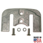 Metal mechanical 00046a anode component with screws and washers on a white background, featuring 'Made in USA' text.
