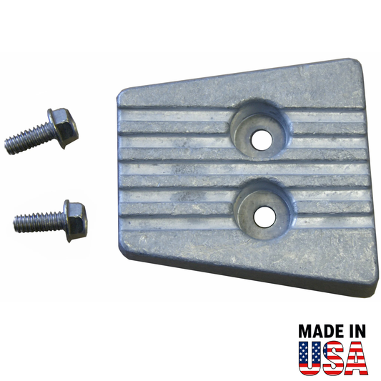 Metal 00156a mounting block with two screws on a white background, featuring 'Made in USA' text.