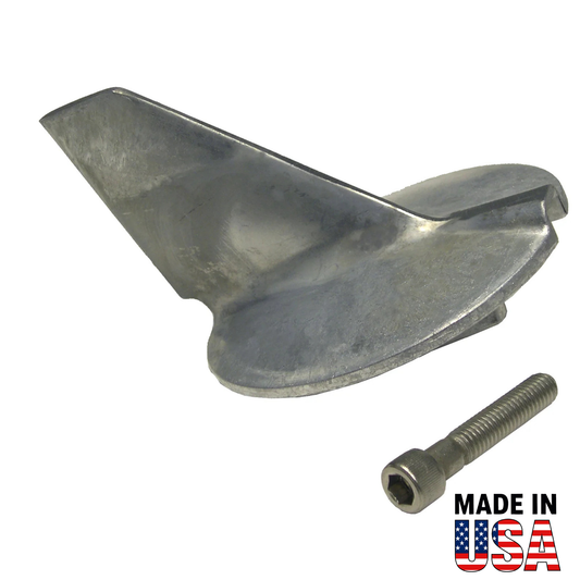 Metal 00180a anode with a bolt on a white background, featuring 'Made in USA' text.