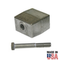 Metal 00201A anode with threaded rod on a white background, 'Made in USA' label.
