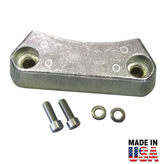 Metal 00219a component with screws and washers on a white background, featuring 'Made in USA' text.