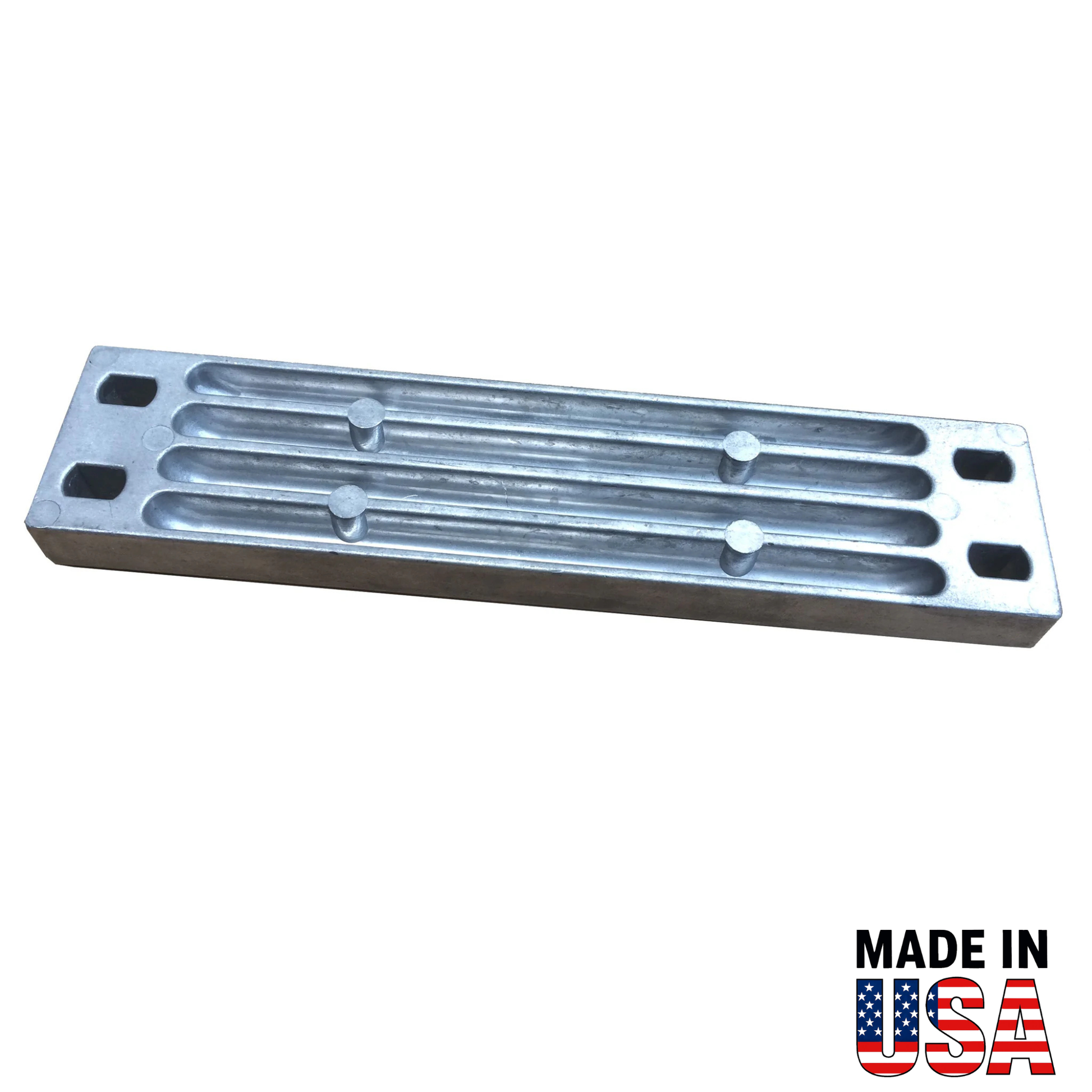 Metallic 00357a plate with 'Made in USA' text on a white background
