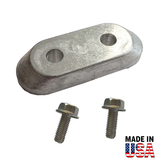 Metal 00390a bracket with two screws on a white background, featuring 'Made in USA' text.
