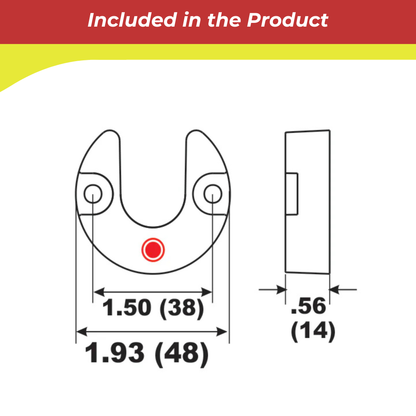 Technical drawing of a 00042A anode with dimensions on a white background