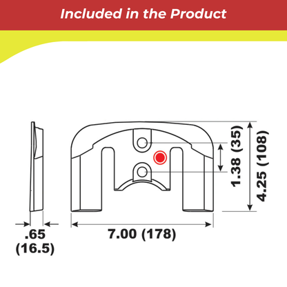 Technical drawing of a 00046a anode with dimensions on a white background