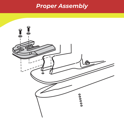Diagram of proper 00046a anode assembly with screws and hardware on a white background