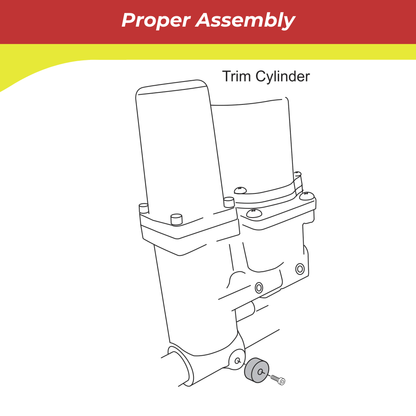 Line drawing of a trim cylinder with labeled parts on a white background.