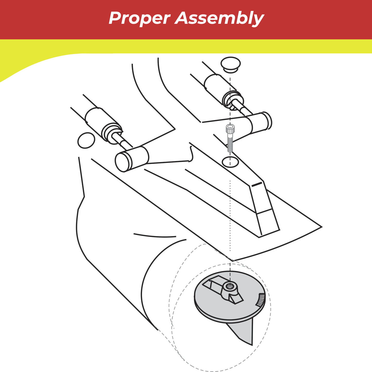 Diagram showing proper assembly of a 00044A anode with labeled parts on a white background.