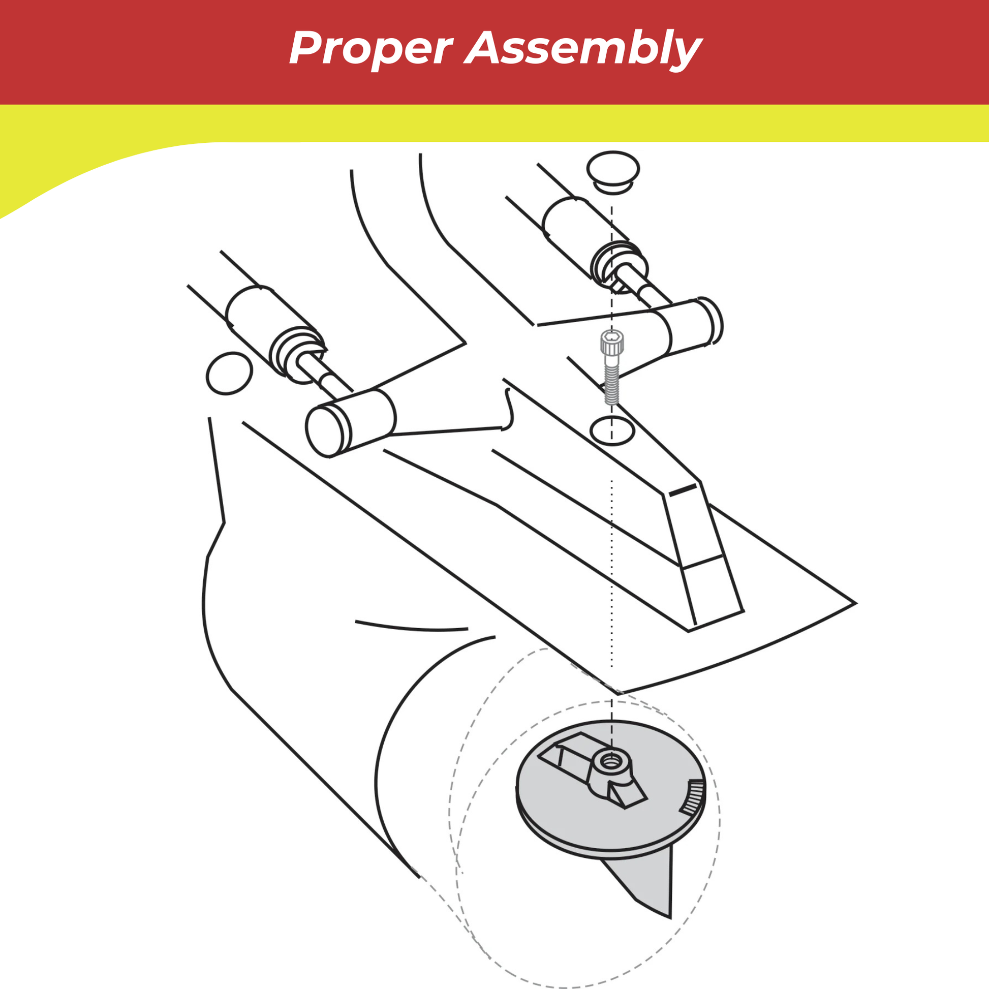 Diagram showing proper assembly of a 00044A anode with labeled parts on a white background.