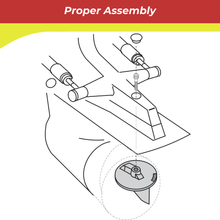 Diagram showing proper assembly of a 00044A anode with labeled parts on a white background.