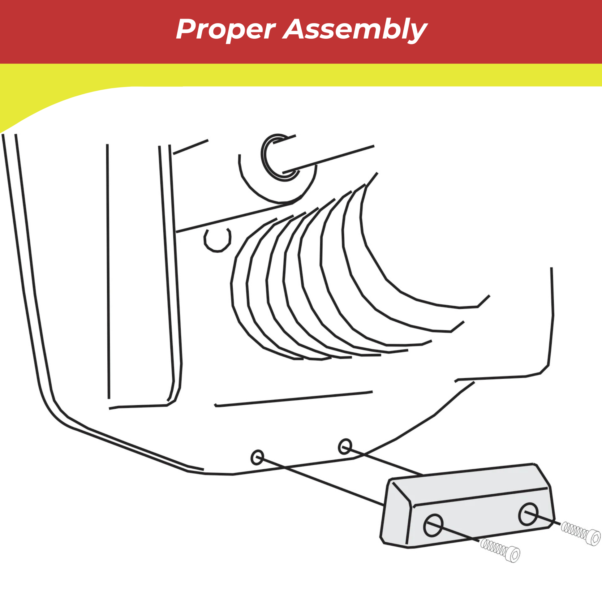 Diagram of proper 00112A anode assembly with text 'Proper Assembly' at the top.