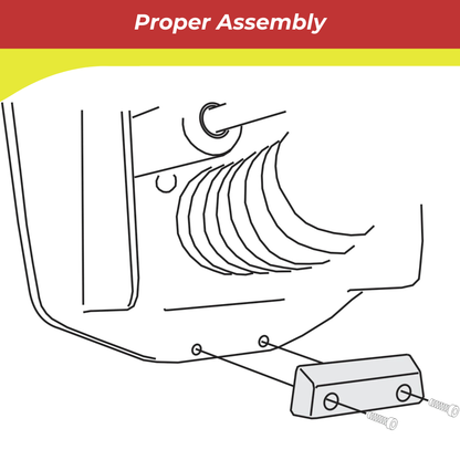 Diagram of proper 00112A anode assembly with text 'Proper Assembly' at the top.