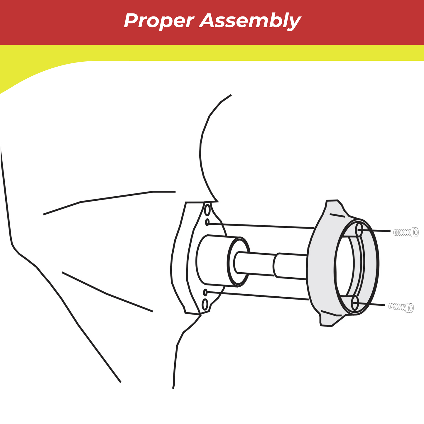 Diagram of proper 00116A assembly with a red and yellow border