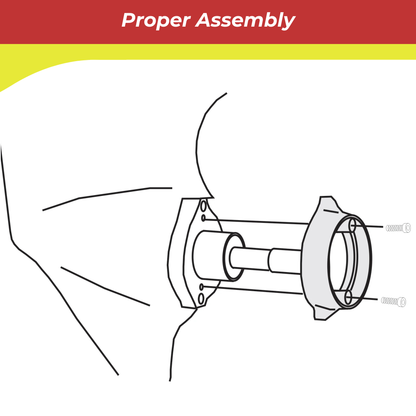 Diagram of proper 00116A assembly with a red and yellow border