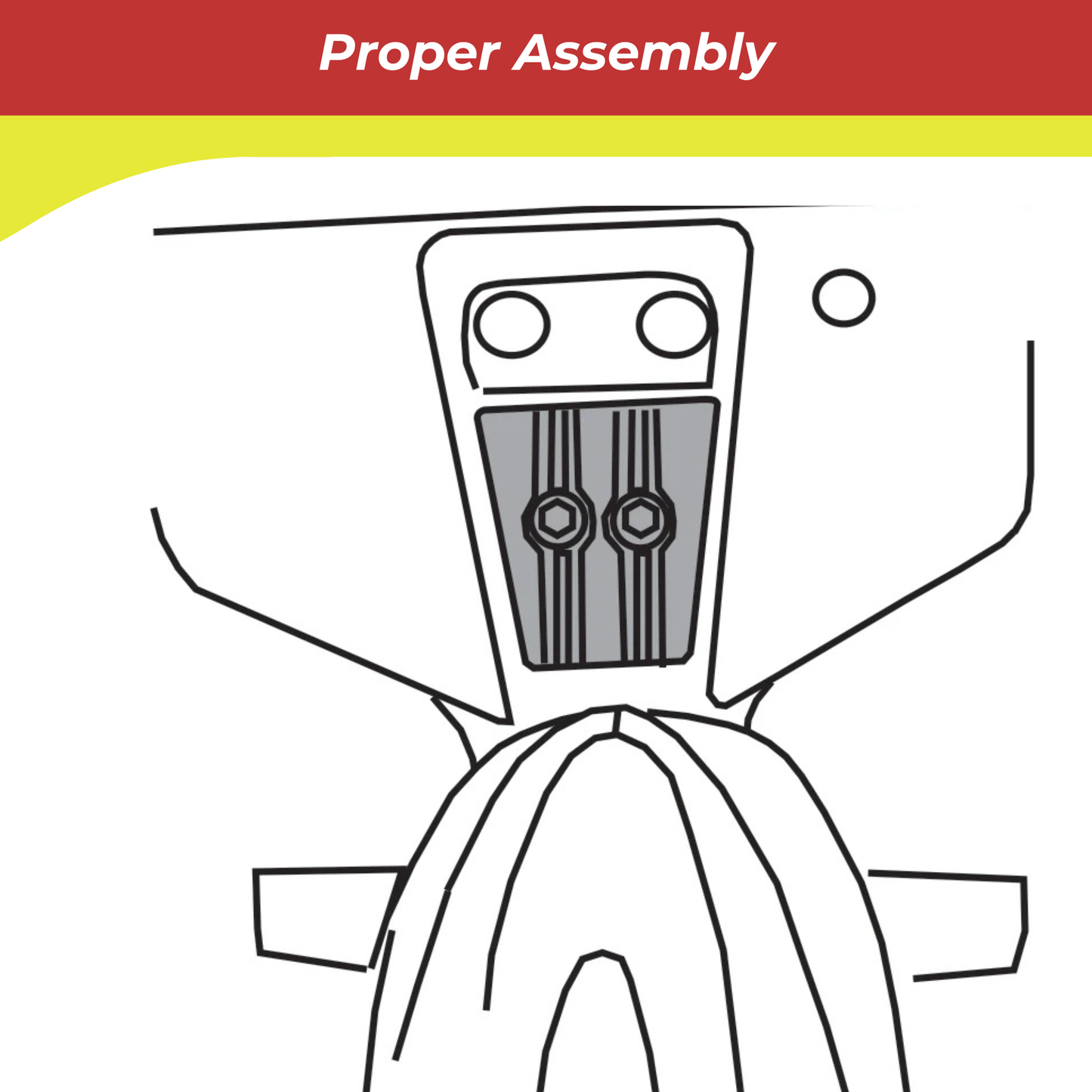 Diagram of a 00156a product assembly with 'Proper Assembly' text at the top.