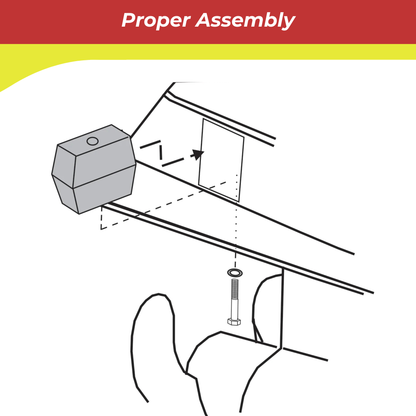 Diagram showing proper assembly of a 00201A anode  with text 'Proper Assembly' at the top.