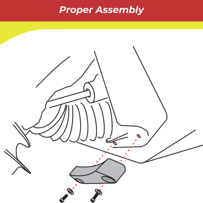 Diagram showing proper assembly of a mechanical 00219a with text 'Proper Assembly' at the top.