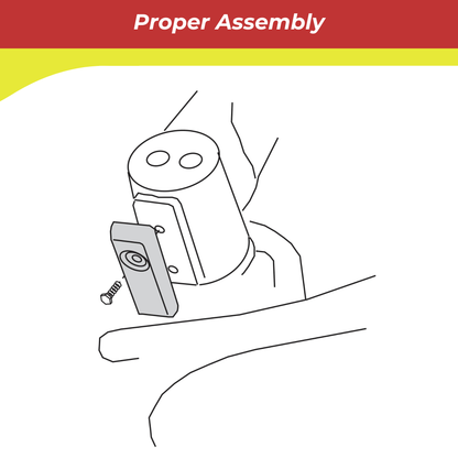 Line drawing of a mechanical 00094A assembly with text 'Proper Assembly' at the top.