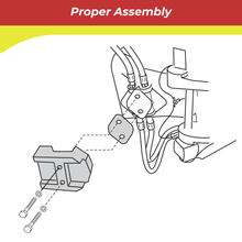 Technical diagram of 00045a anode mechanical assembly with text 'Proper Assembly' at the top.