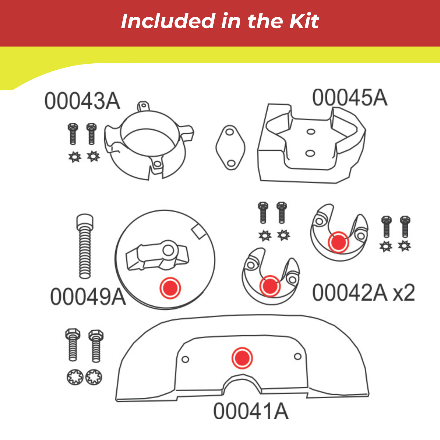Diagram of parts included in a 10059a kit with labels and illustrations.