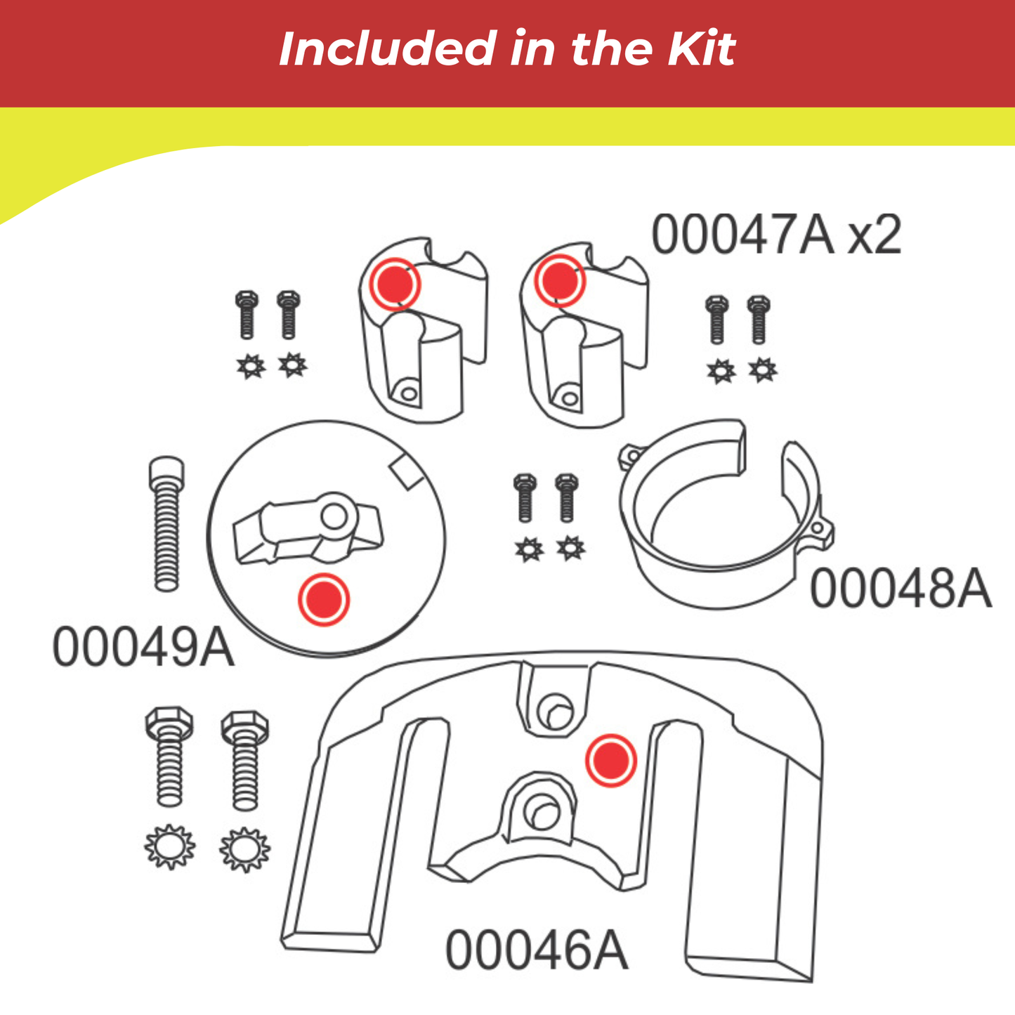 Technical diagram of brake components included in a 10060a kit with labels and counts.