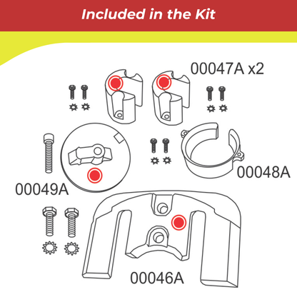 Technical diagram of brake components included in a 10060a kit with labels and counts.